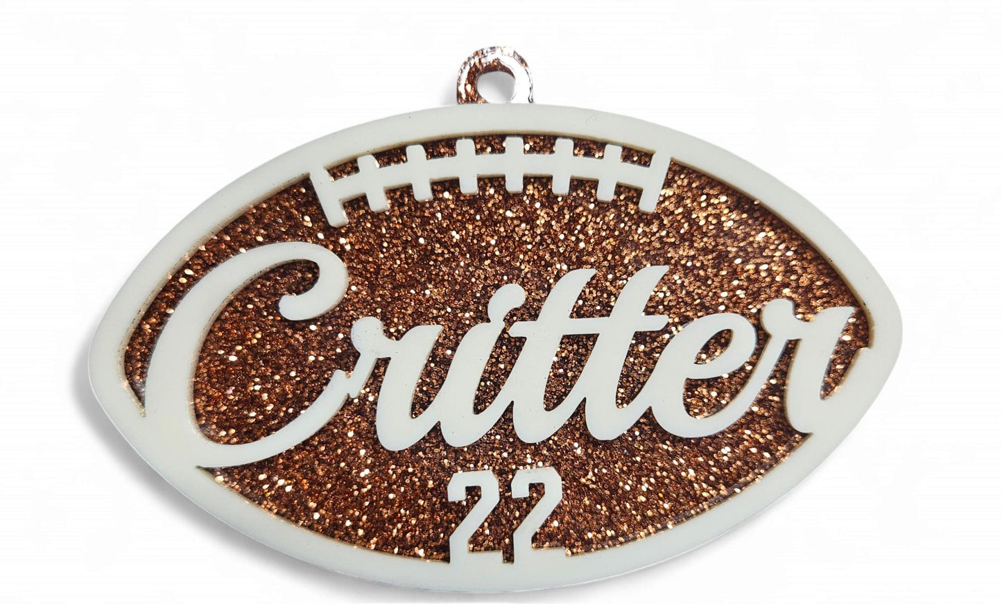 Personalized Glitter Football Bag Tag, Custom Sports Team Accessory