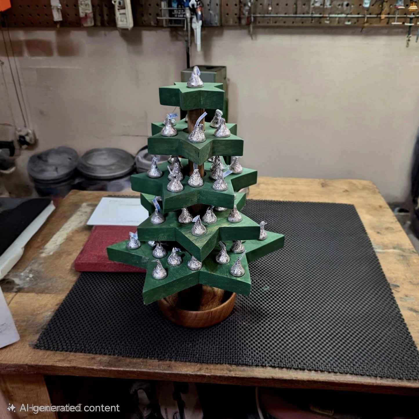 Handmade Wooden Christmas Tree with Hershey Kisses – Festive Holiday Candy Display