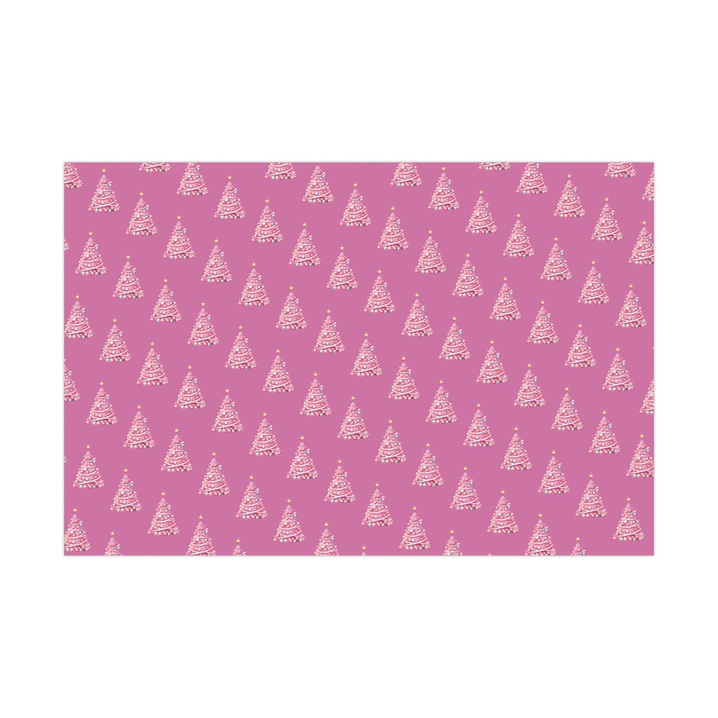 Elegant Whimsical Pink Christmas Trees Gift Wrap