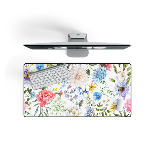 Floral Desk Mat Beautiful Watercolor Flower Design Premium Quality Home Office Accessory Botanical Floral Elegant Functional