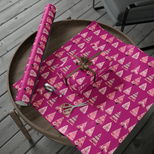 Pink Christmas Tree Wrapping paper