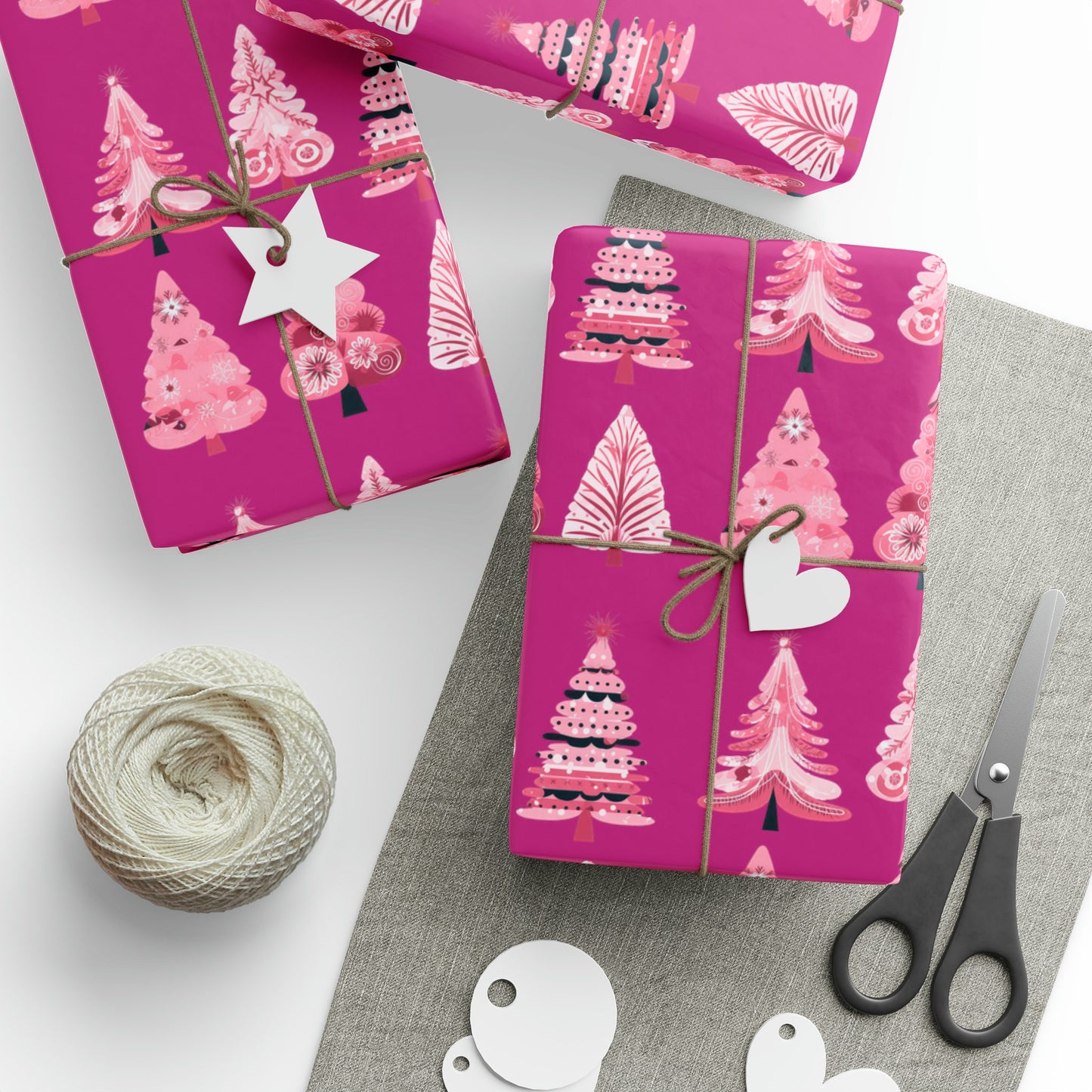 Pink Christmas Tree Wrapping paper