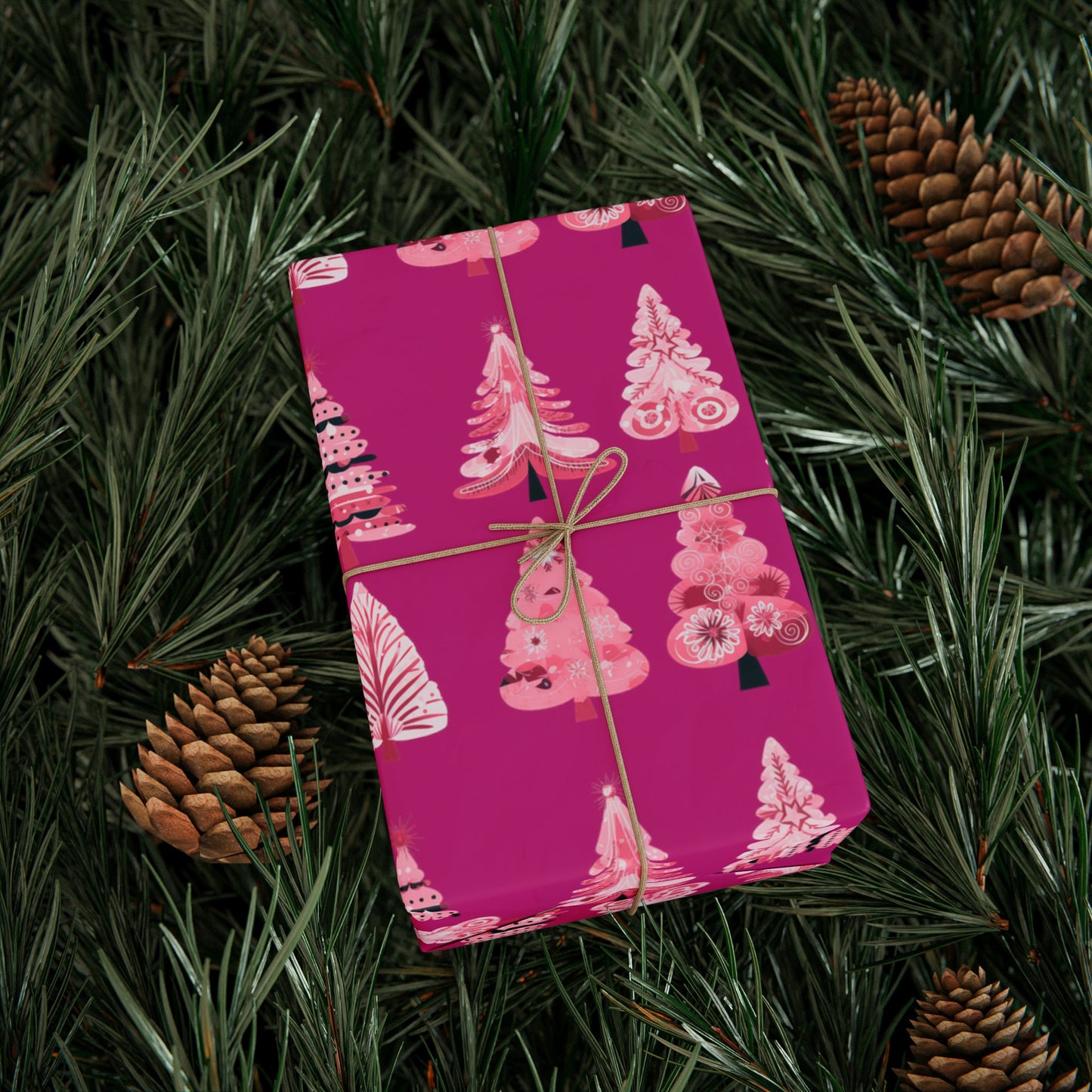 Pink Christmas Tree Wrapping paper