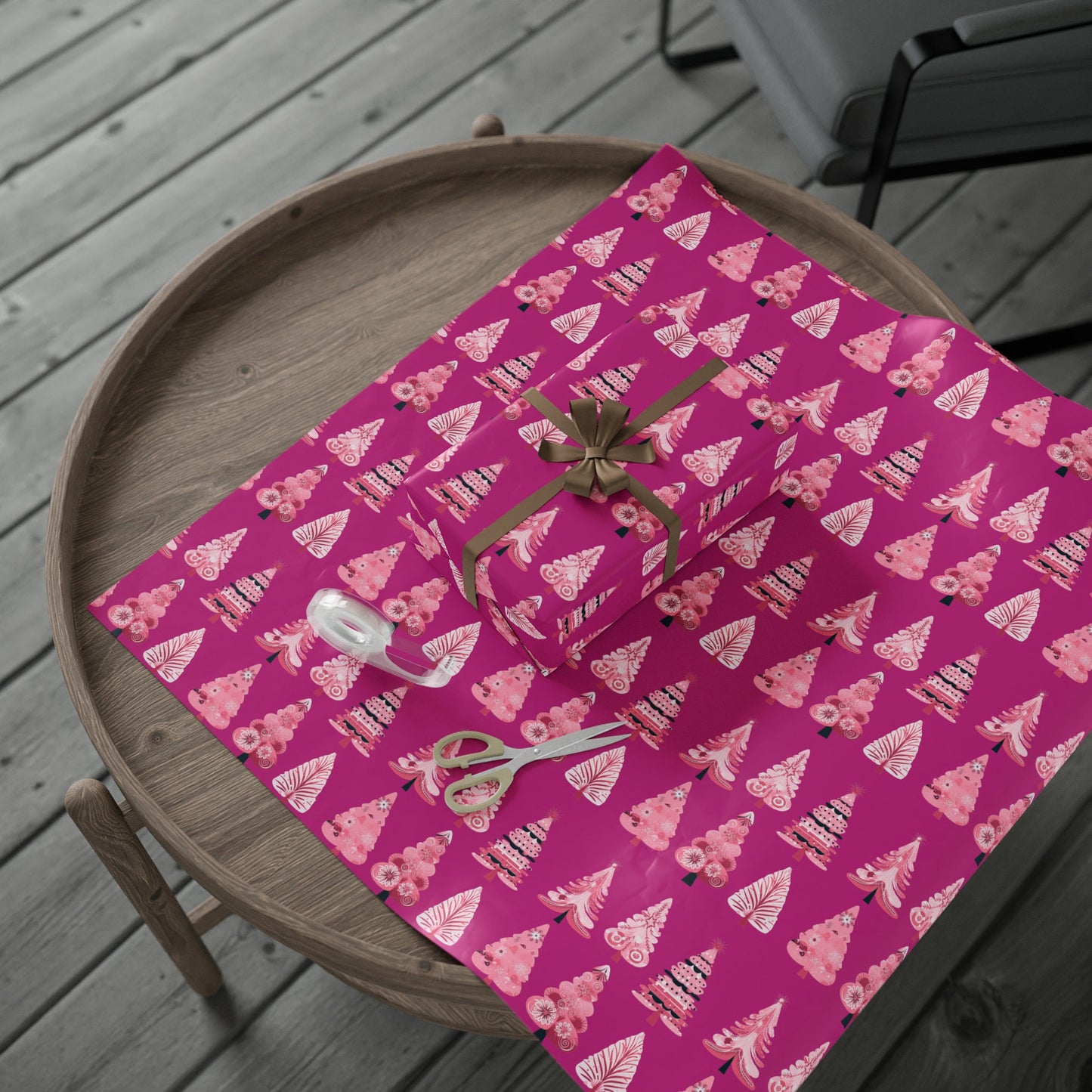 Pink Christmas Tree Wrapping paper