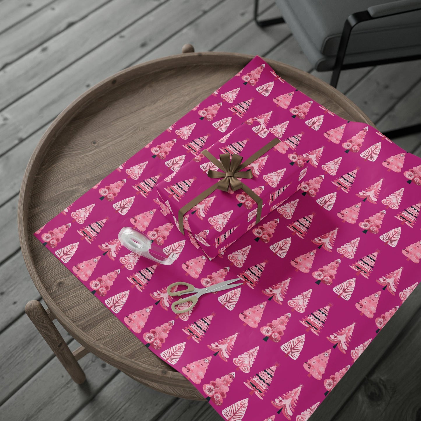 Pink Christmas Tree Wrapping paper