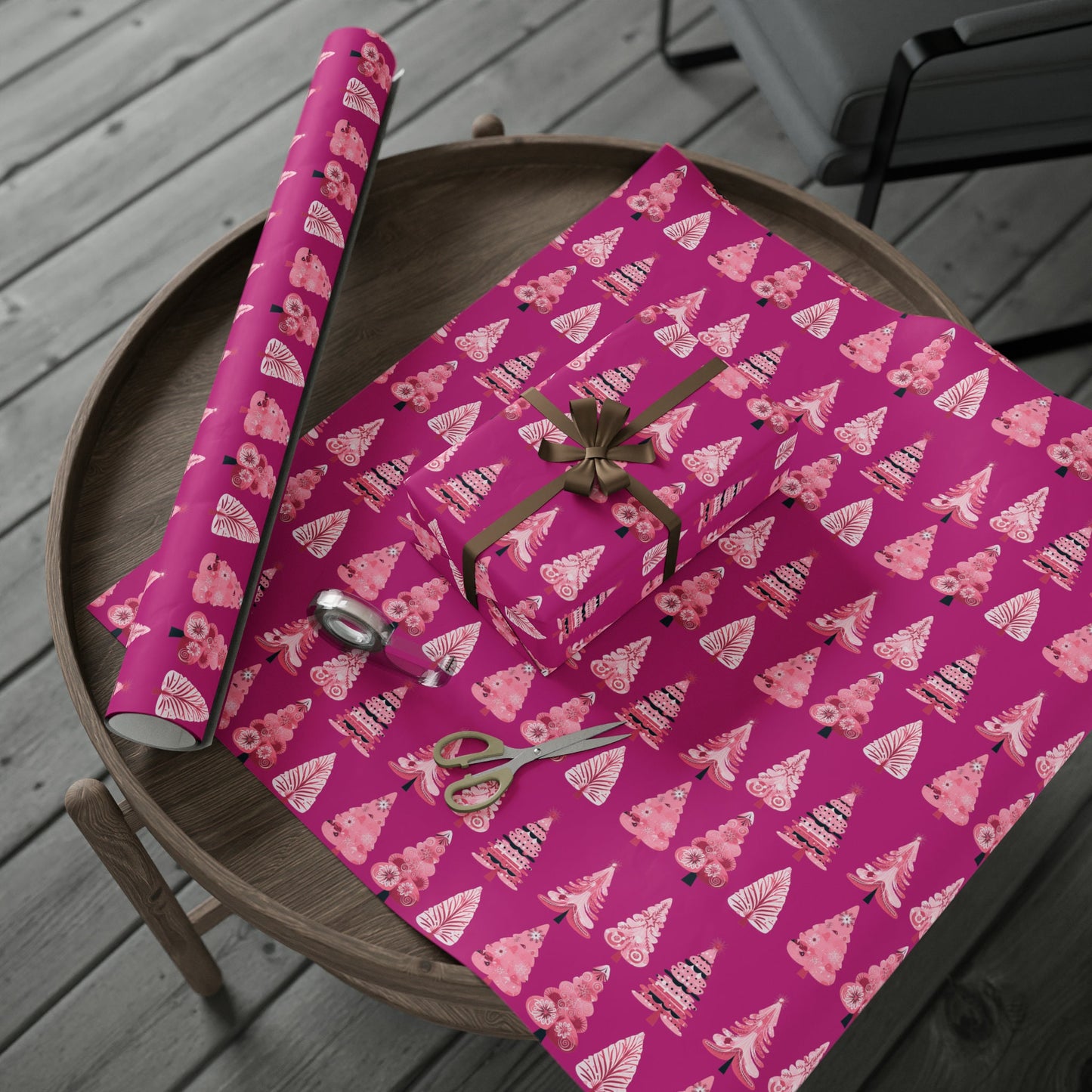 Pink Christmas Tree Wrapping paper