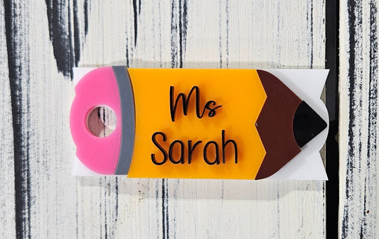 Personalized Acrylic Tumbler Name Plate, Teacher Gift