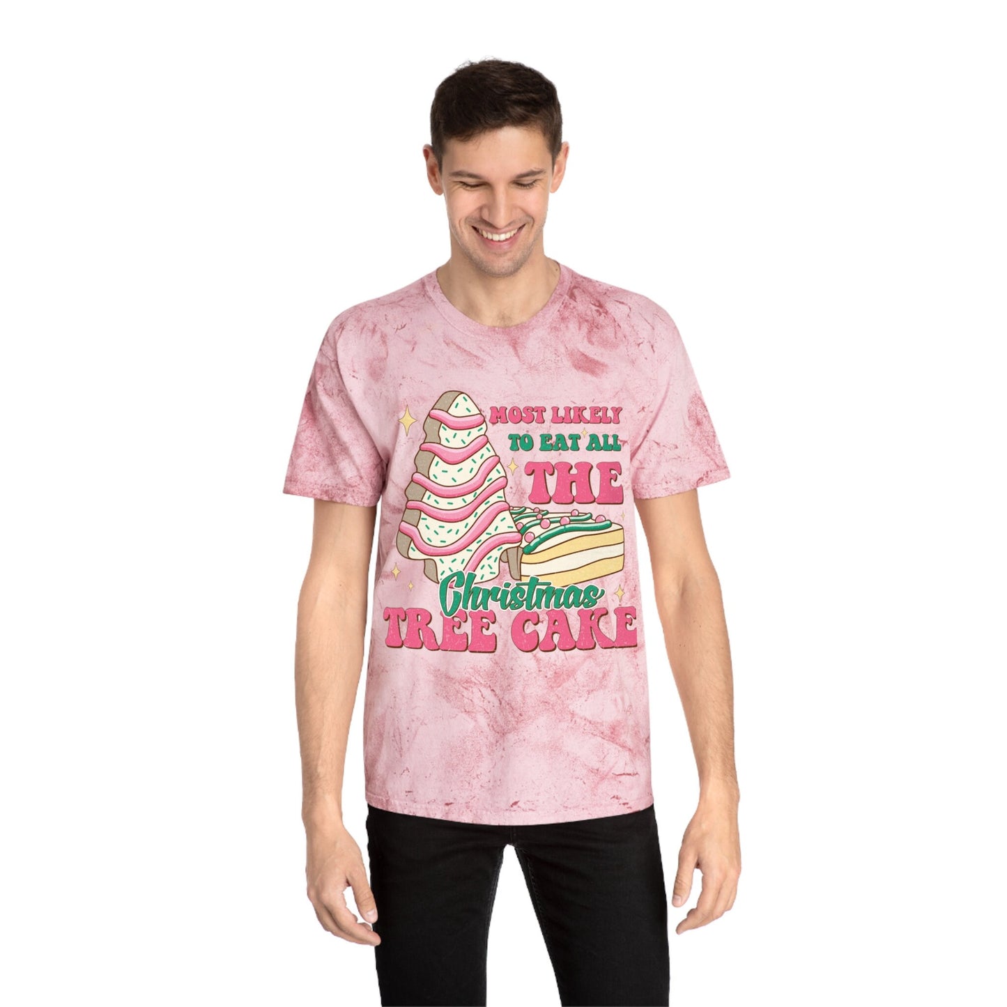 Quirky Pink Christmas Tree Cake Tee - Perfect Holiday Statement Shirt for Dessert Lovers, Must-Have for Festive Celebrations!