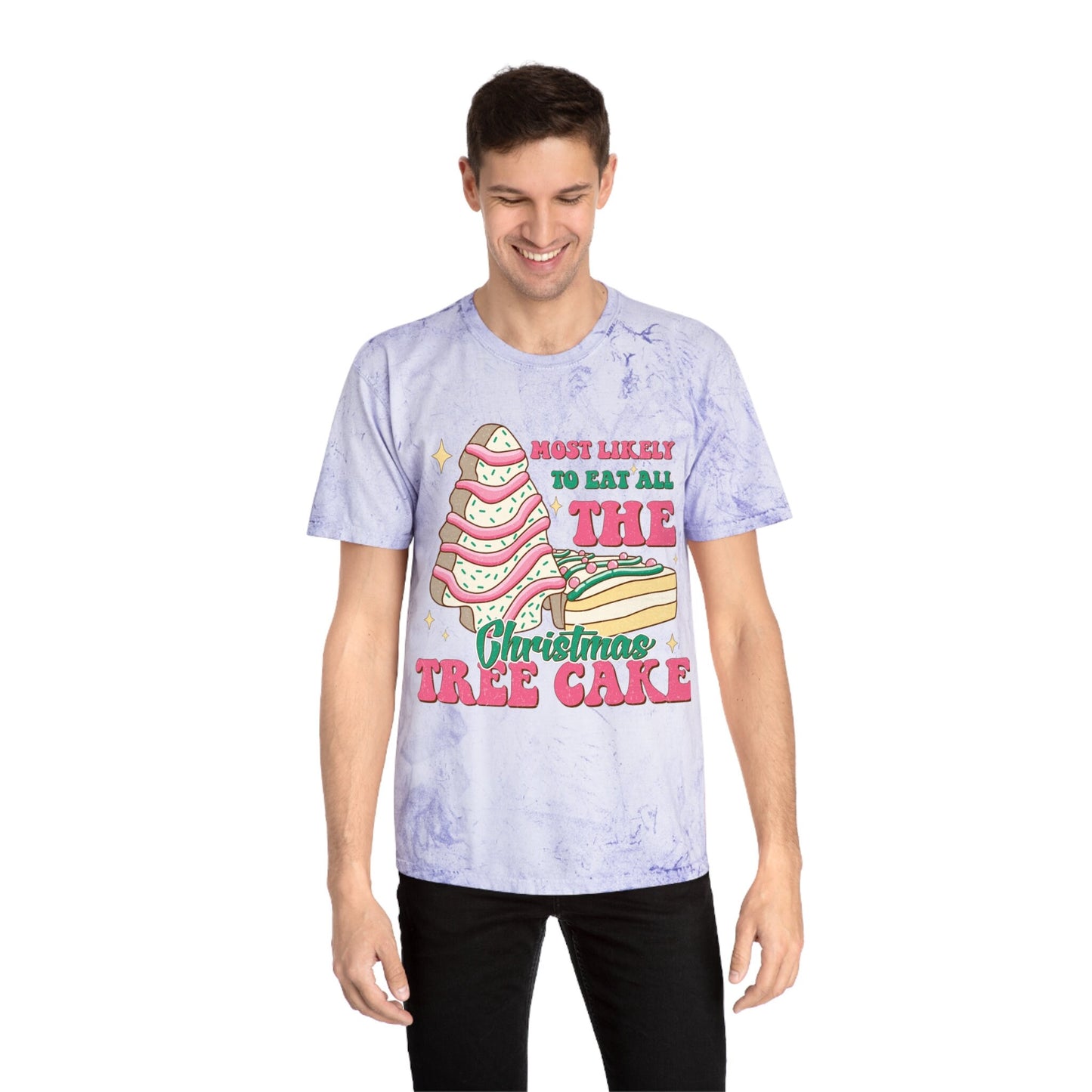 Quirky Pink Christmas Tree Cake Tee - Perfect Holiday Statement Shirt for Dessert Lovers, Must-Have for Festive Celebrations!