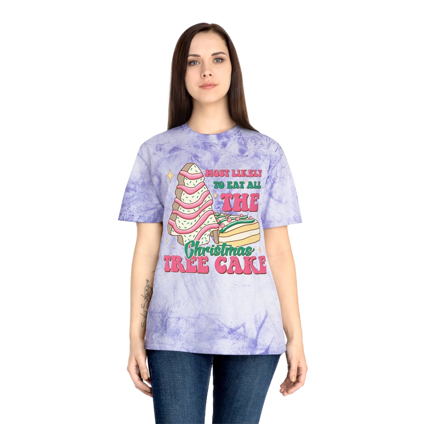 Quirky Pink Christmas Tree Cake Tee - Perfect Holiday Statement Shirt for Dessert Lovers, Must-Have for Festive Celebrations!