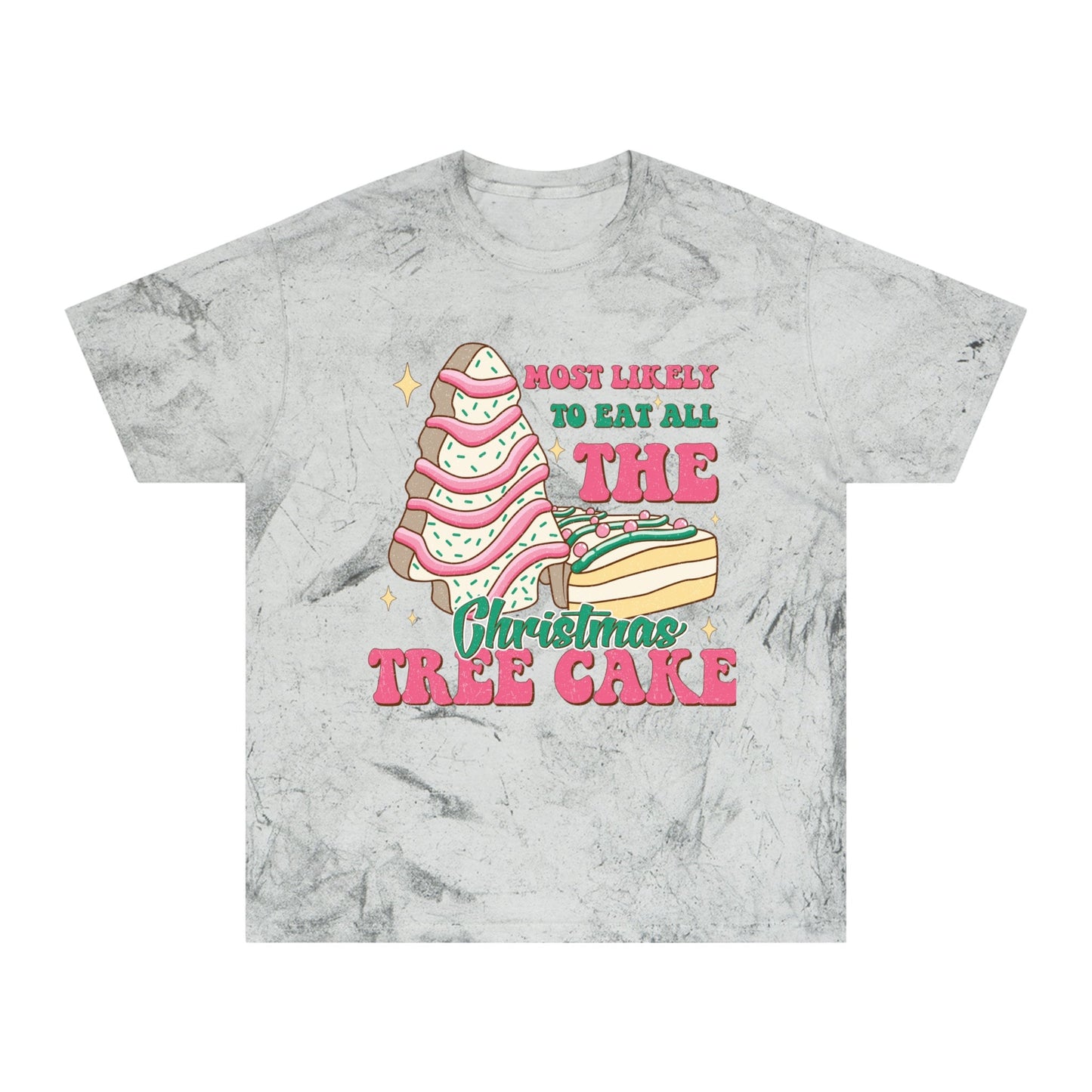 Quirky Pink Christmas Tree Cake Tee - Perfect Holiday Statement Shirt for Dessert Lovers, Must-Have for Festive Celebrations!