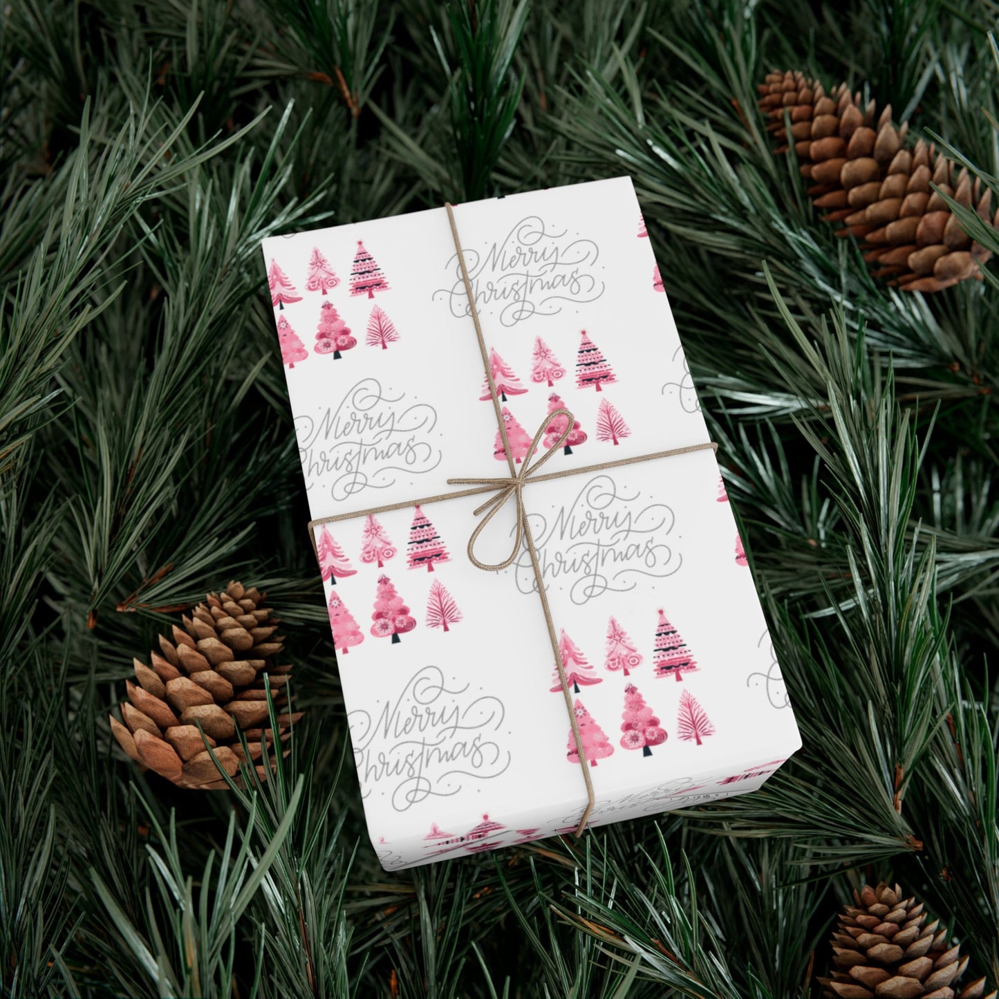 Whimsical Christmas Tree Wrapping Paper - Feminine for women, sisters, daughters, wives, moms, etc