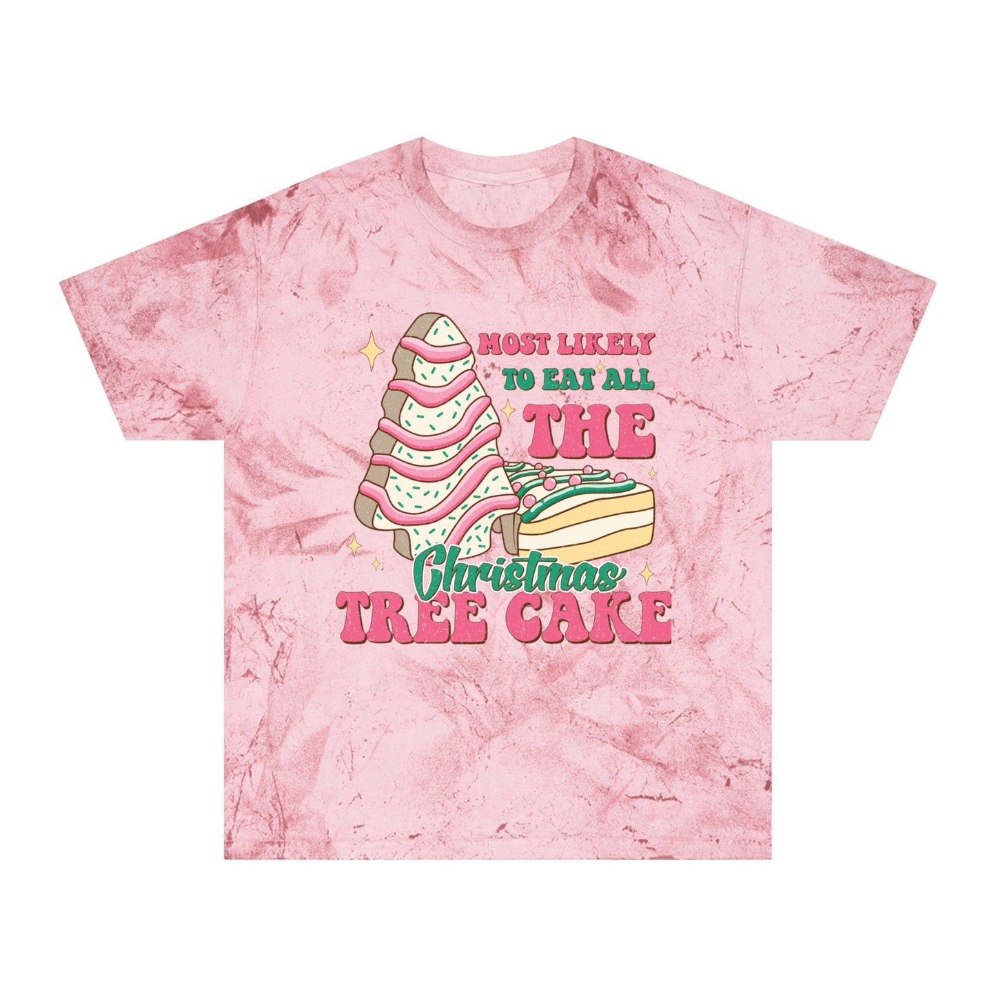 Quirky Pink Christmas Tree Cake Tee - Perfect Holiday Statement Shirt for Dessert Lovers, Must-Have for Festive Celebrations!