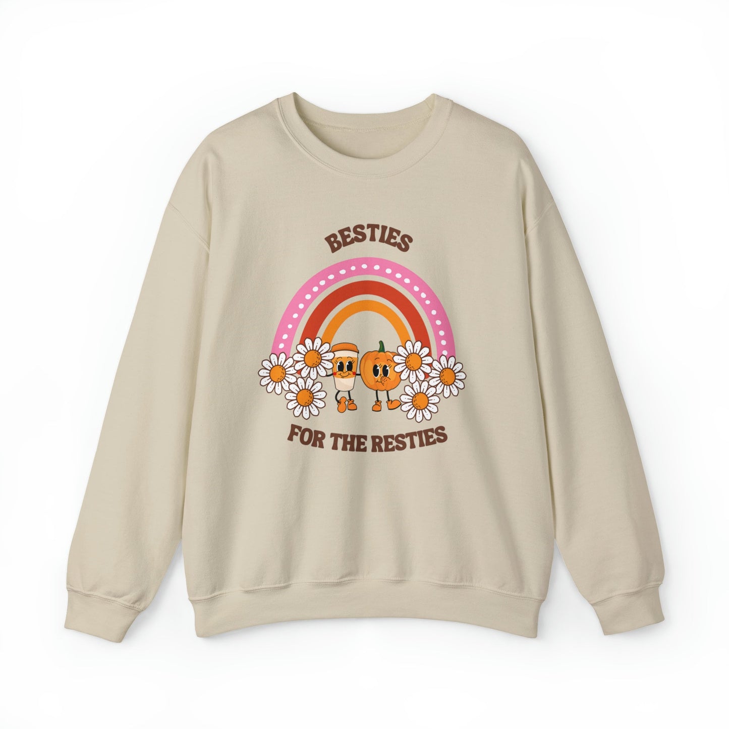 Pumpkin Spice Coffee Lovers Crew - Besties for the Resties, Autumn Rainbow Design, Perfect for Coffee Enthusiasts, Multiple Colors