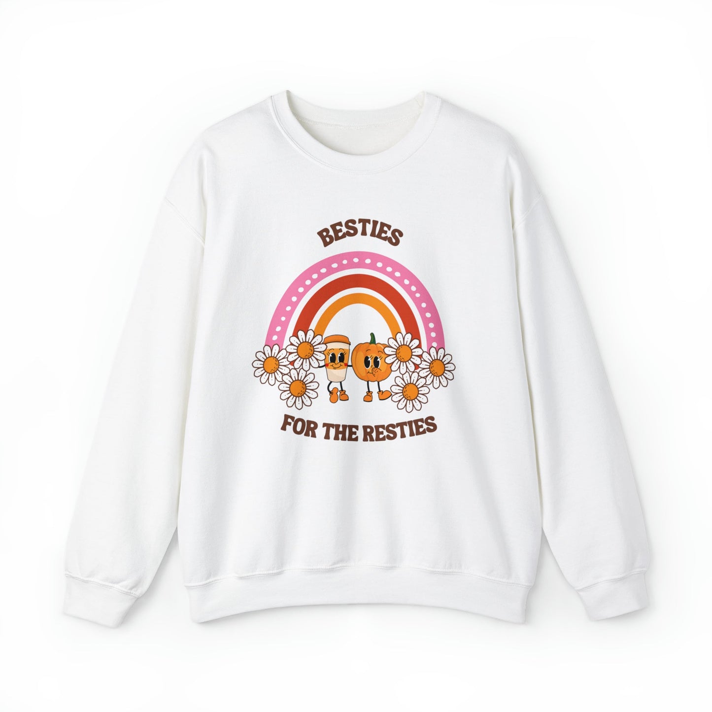 Pumpkin Spice Coffee Lovers Crew - Besties for the Resties, Autumn Rainbow Design, Perfect for Coffee Enthusiasts, Multiple Colors